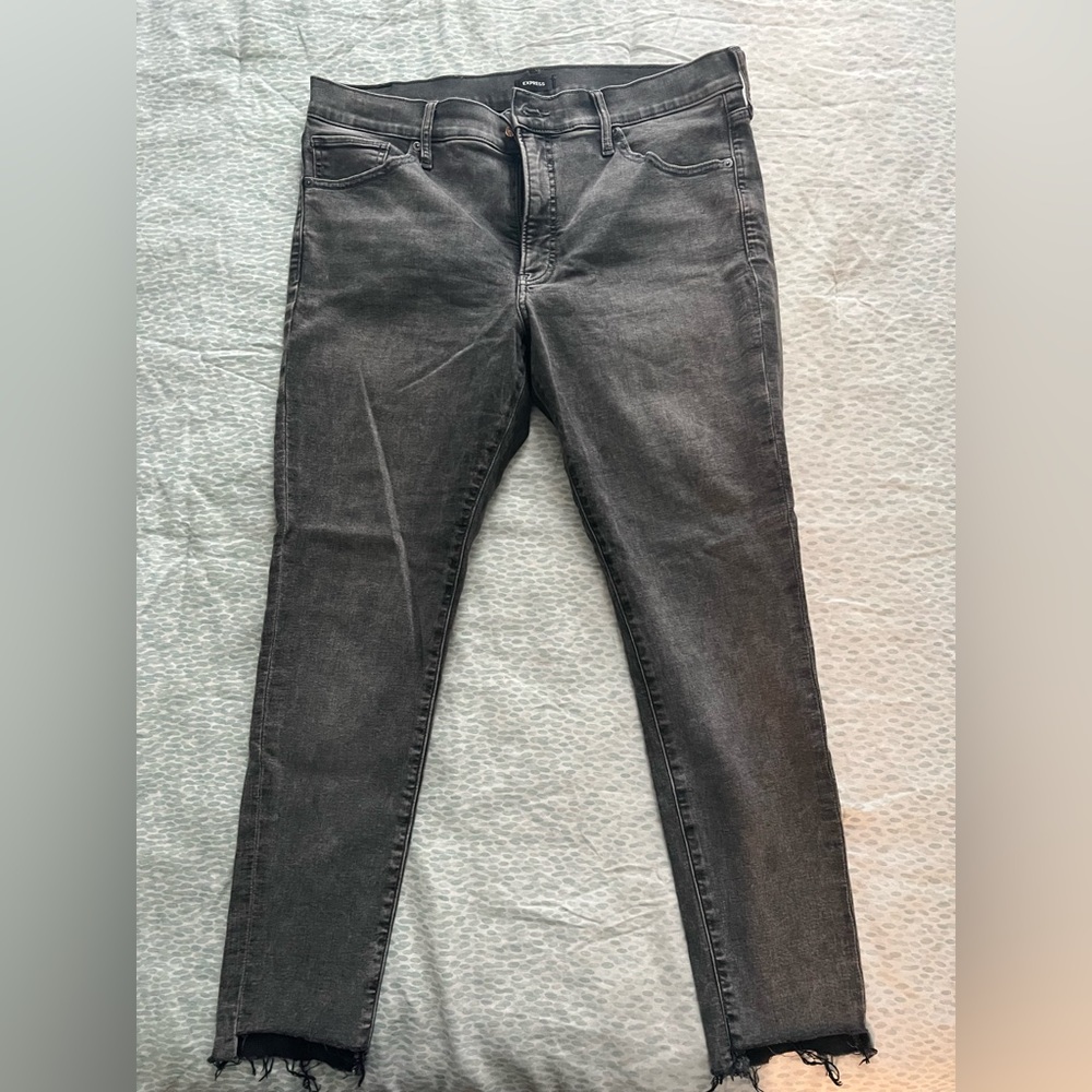 Express Raw Hen Skinny Jeans